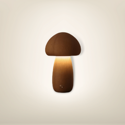 Lampe de chevet champignon grande large bois clair