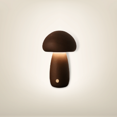 Lampe de chevet champignon grande large bois foncé