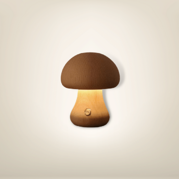 Lampe de chevet champignon petite large bois clair