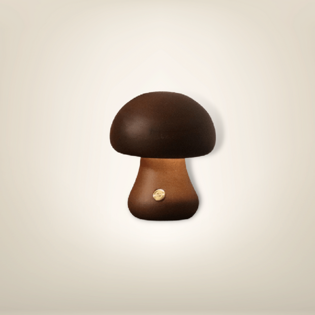 Lampe de chevet champignon petite large bois foncé
