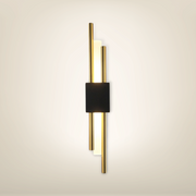 Lampe de chevet design suspendue au mur doree et noire gauche aluminium