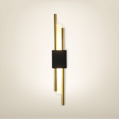 Lampe de chevet design suspendue au mur doree et noire gauche aluminium