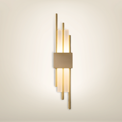 Lampe de chevet design suspendue au mur trois doree gauche aluminium