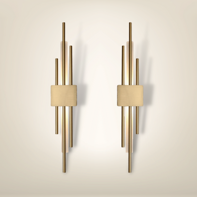 Lampe de chevet design suspendue au mur trois doree pack aluminium