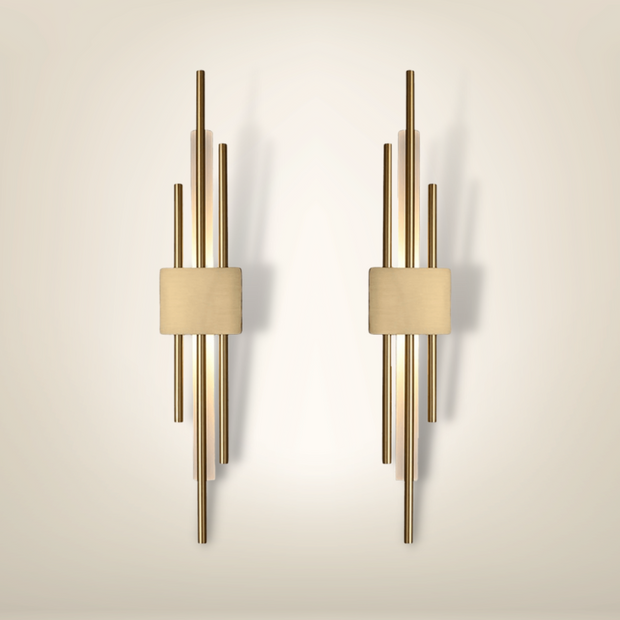 Lampe de chevet design suspendue au mur trois doree pack aluminium