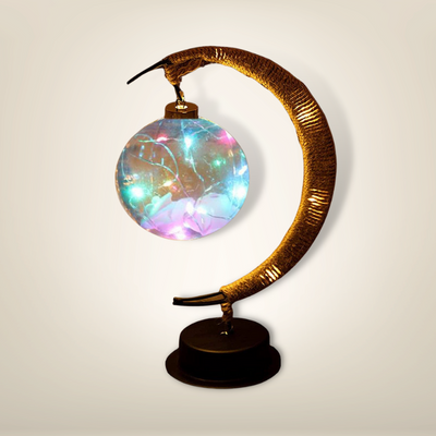 Lampe de chevet en rotin multicolore