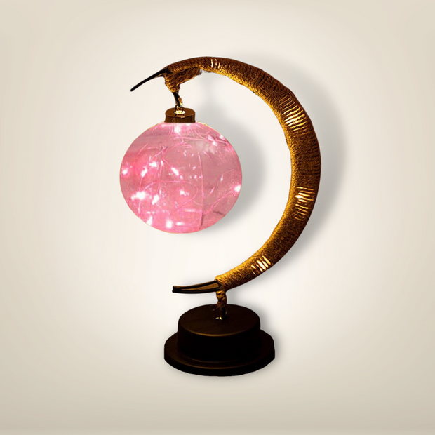 Lampe de chevet en rotin rose