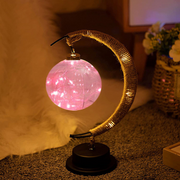 Lampe de chevet <br> Lune | Rotin | Rose