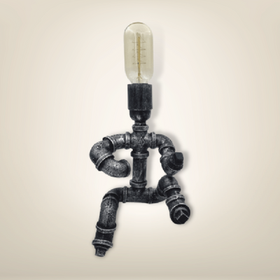 Lampe de chevet robot argentée métal
