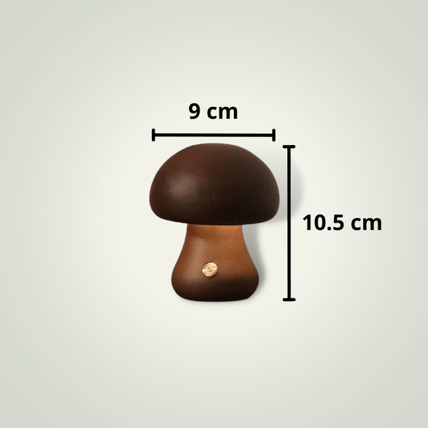 Lampe de chevet Champignon | Petite Large | Bois Foncé Bois foncé