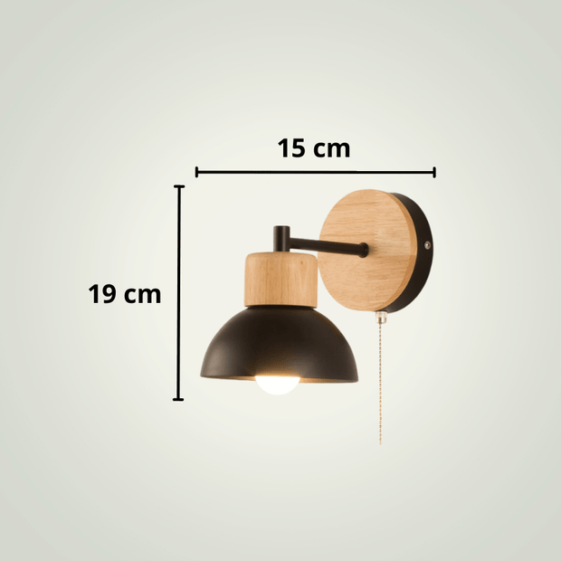 Lampe de chevet Classique | Noire + Bois Bois clair