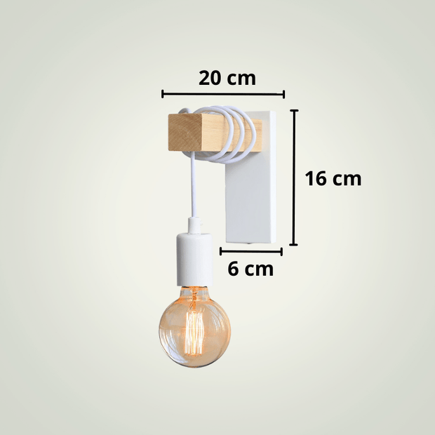 Lampe de chevet Industrielle | Blanche Bois clair