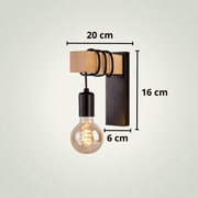 Lampe de chevet Industrielle | Noire Bois clair