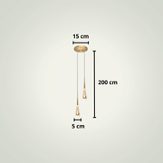 Lampe de chevet suspendue au plafond | Goutte allongée | Deux | Dorée Aluminium