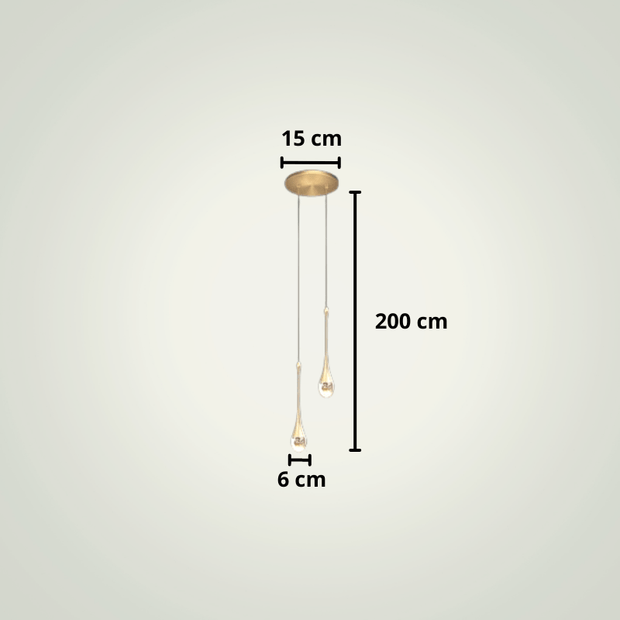 Lampe de chevet suspendue au plafond | Goutte | Deux | Dorée Aluminium
