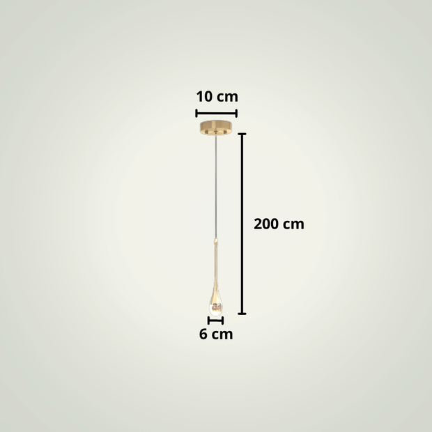 Lampe de chevet suspendue au plafond | Goutte | Une | Dorée Aluminium