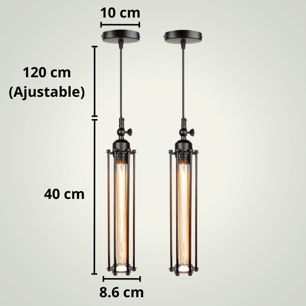 Lampe de chevet Suspendue Industrielle | Pack | Noire Métal
