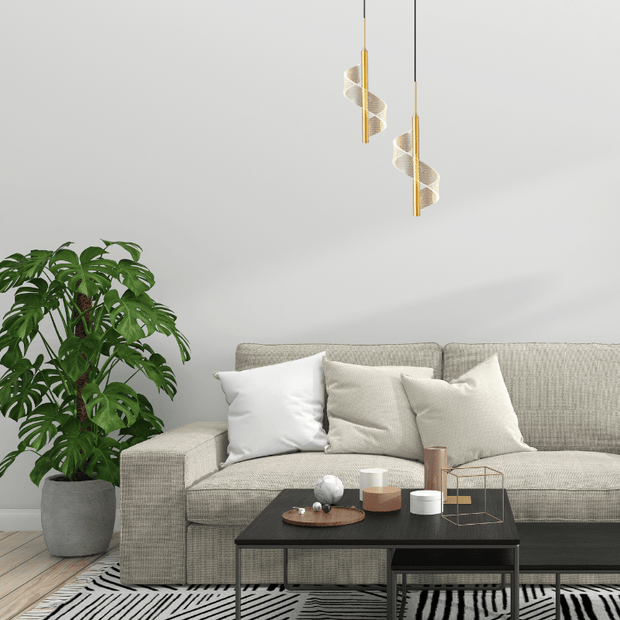 Lampe de chevet suspendue | Spirale | Deux | Dorée Aluminium