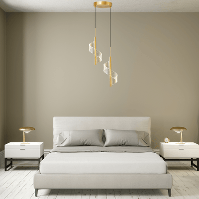Lampe de chevet suspendue | Spirale | Deux | Dorée Aluminium