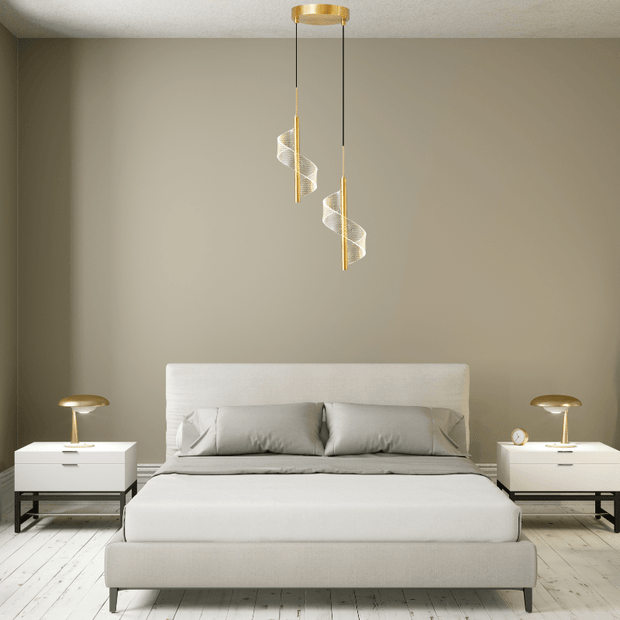 Lampe de chevet suspendue | Spirale | Deux | Dorée Aluminium