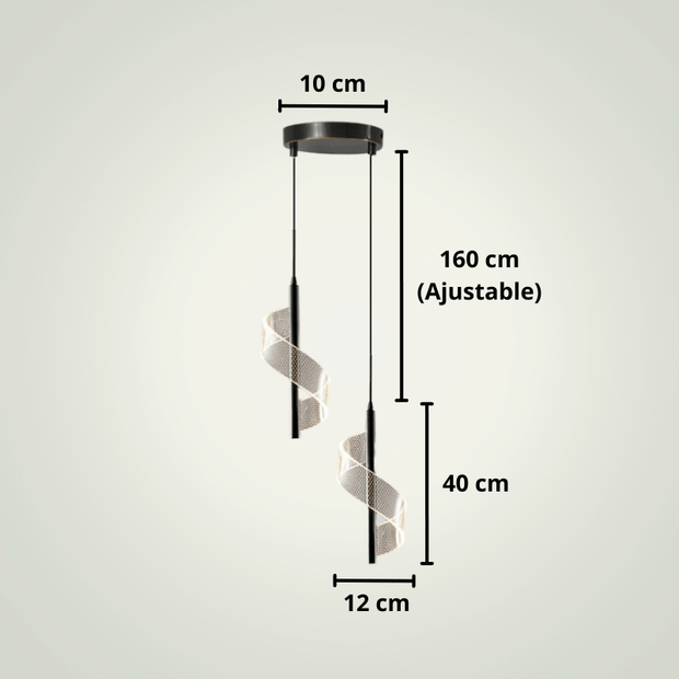 Lampe de chevet suspendue | Spirale | Deux | Noire Aluminium