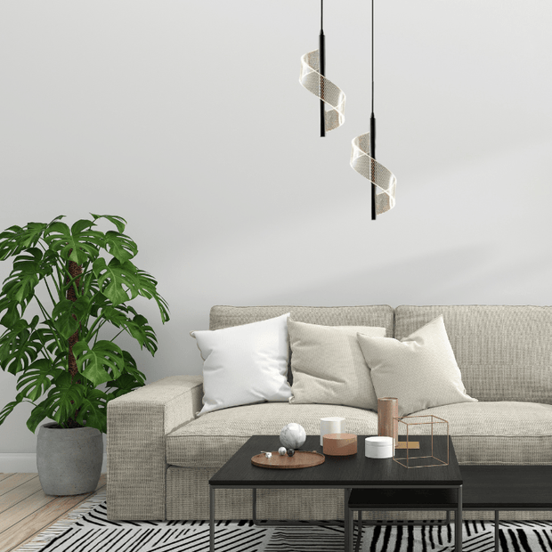 Lampe de chevet suspendue | Spirale | Deux | Noire Aluminium