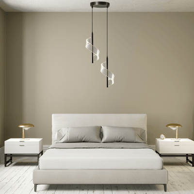 Lampe de chevet suspendue | Spirale | Deux | Noire Aluminium