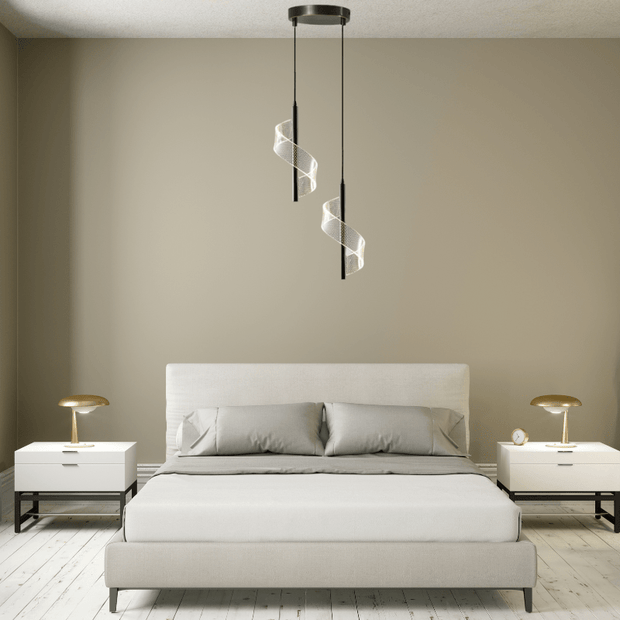 Lampe de chevet suspendue | Spirale | Deux | Noire Aluminium