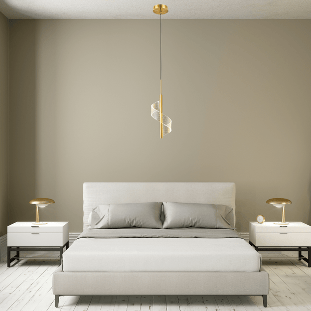 Lampe de chevet suspendue | Spirale | Une | Dorée Aluminium